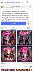 Bing AI Happy Rose day T Shirt Name Image Generator