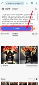 Bing AI Chair Neon Wings Name Image generator