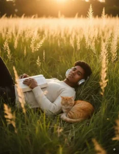 A Serene Moment Amidst Pampas and Pages