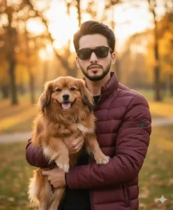 A Cinematic Moment of Man and His Fluffy Companion
