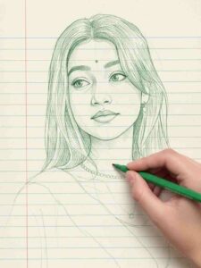 Drawing art girl photo prompts