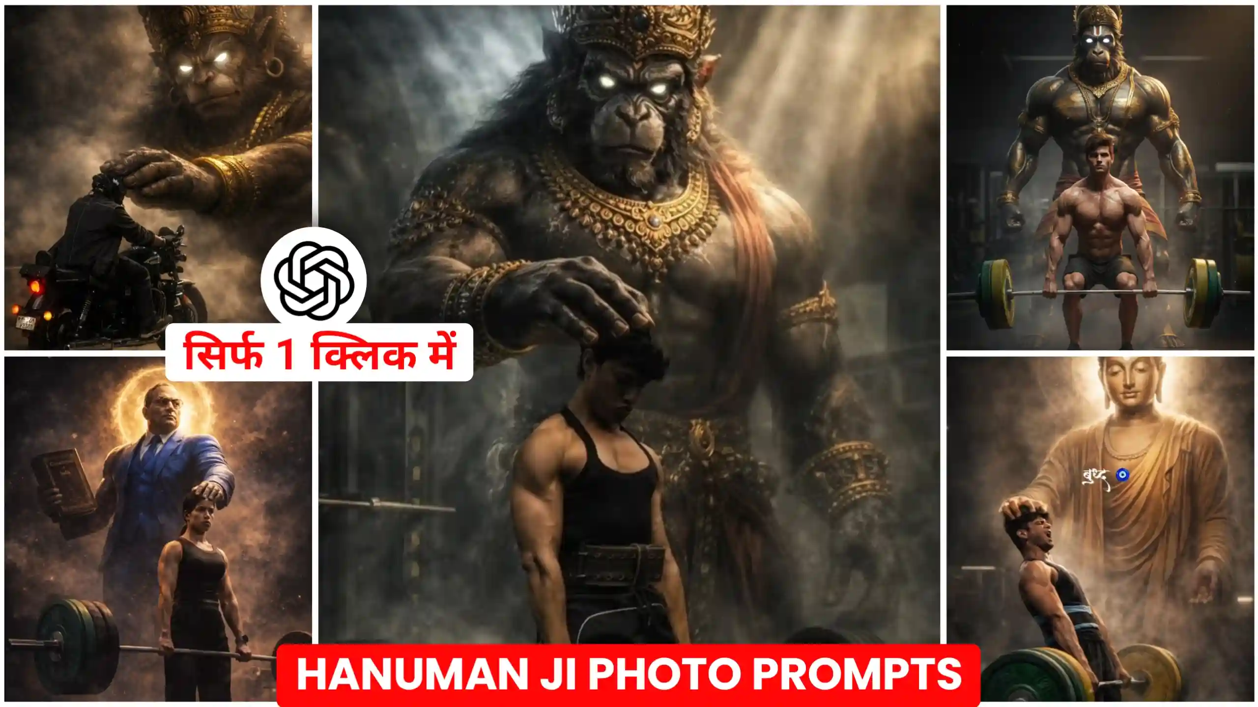 Hanuman Ji, Buddha, Babasaheb Gym Ai Photo Editing Prompts