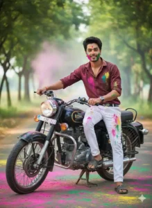 bike holi photo editing ai prompt