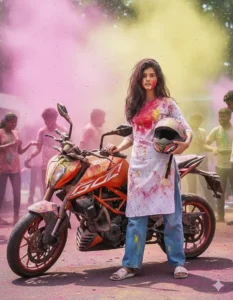 car bike holi ai photo editing prompt
