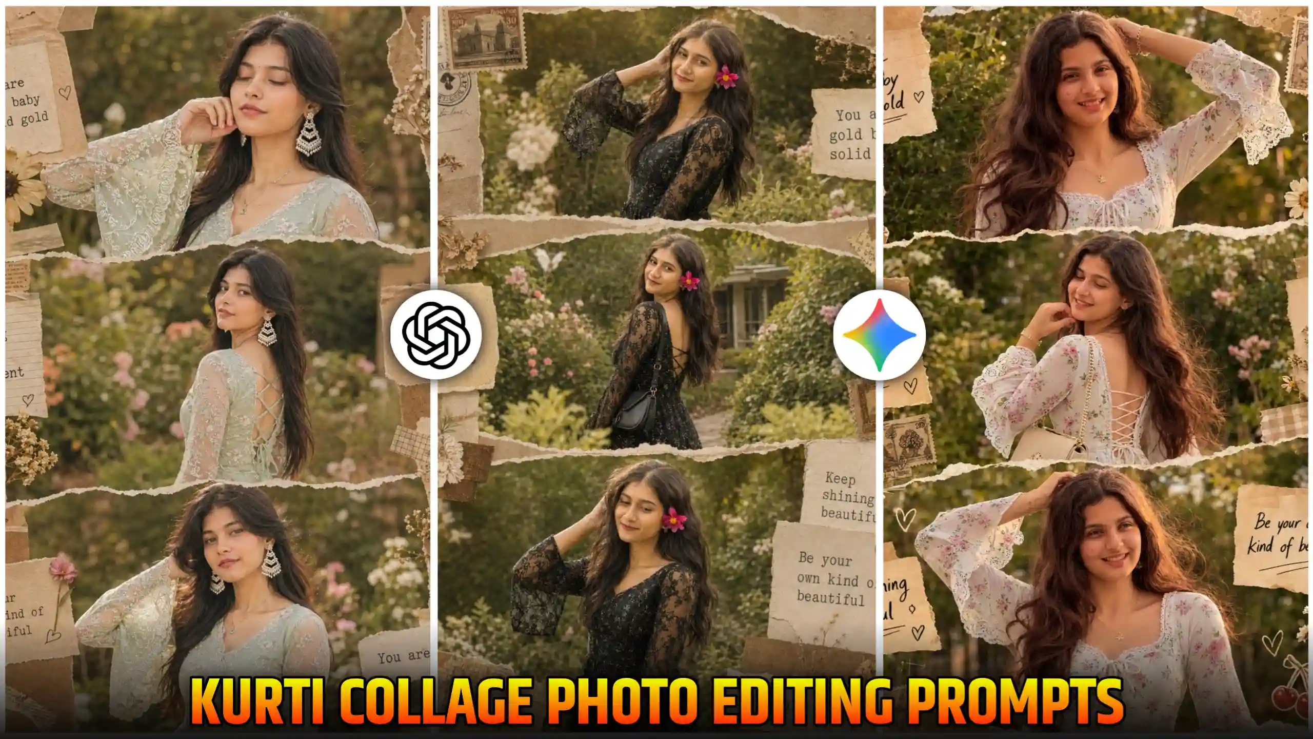 Chatgpt Trending Kurti Girl Collage AI Photo Editing Prompts