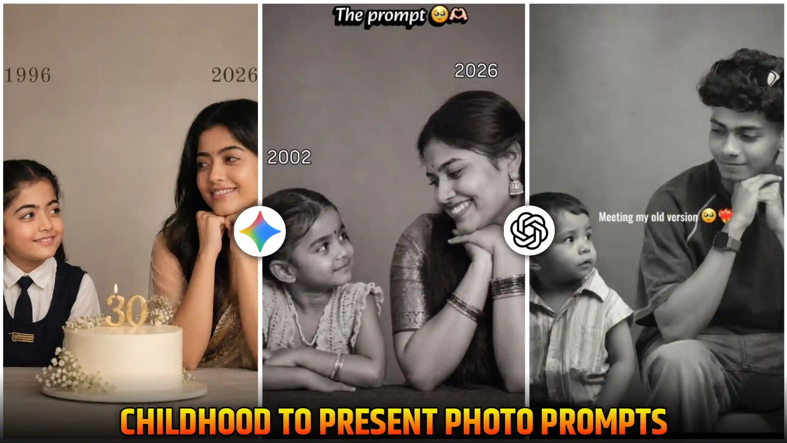 Childhood & Present Look AI Photo Editing Chatgpt Prompts