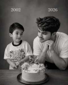 childhood and present photo editing prompt