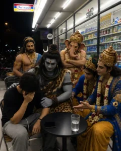 Boy meeting god photo editing