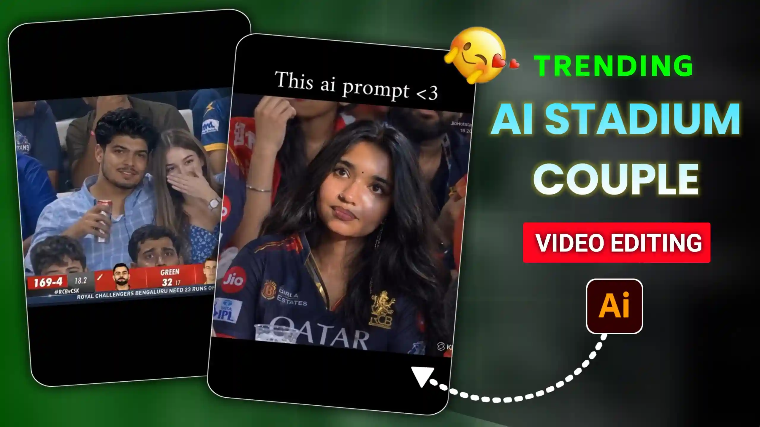 Cricket Stadium Couple AI Video Editing Prompts