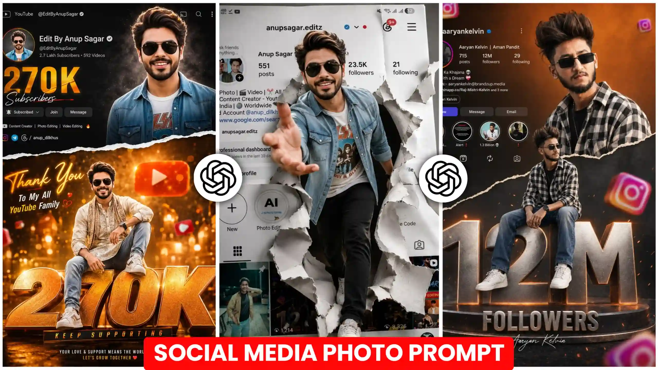 Instagram Profile Followers Poster AI Photo Prompts
