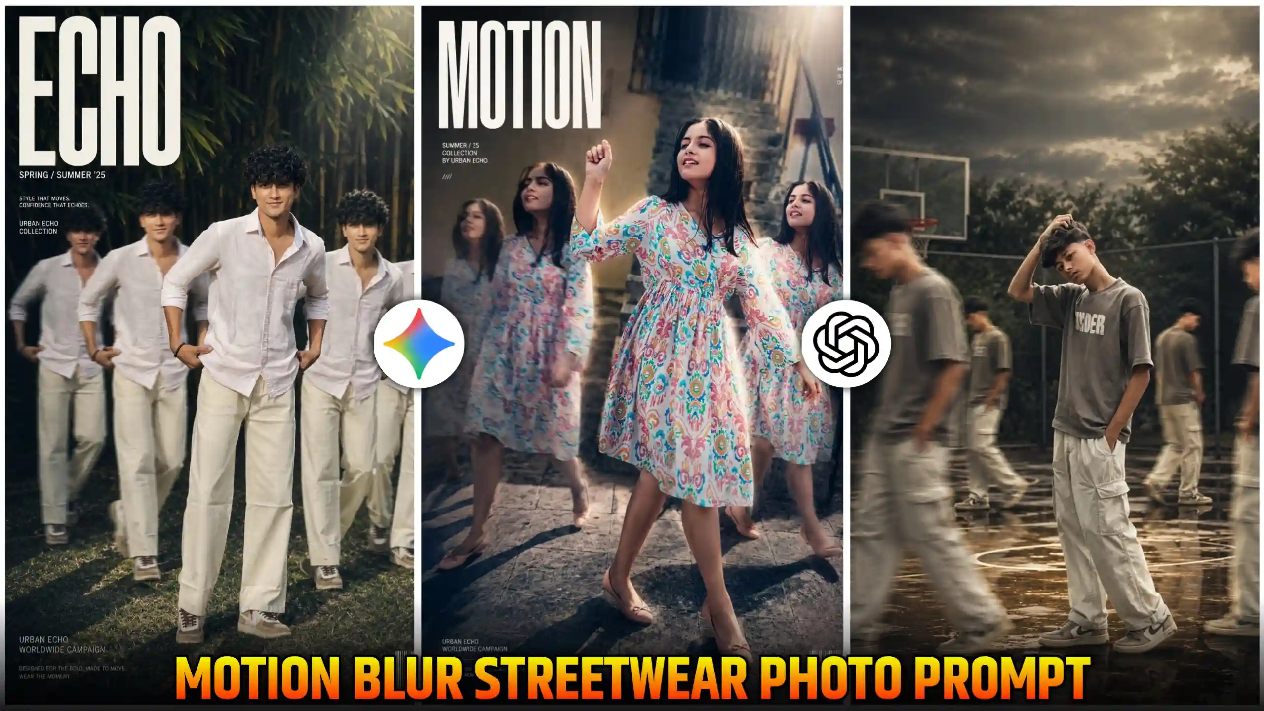 Motion Blur Streetwear AI Photo Editing Prompt