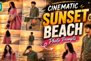 Beach Sunset Collage Photo Editing Prompts