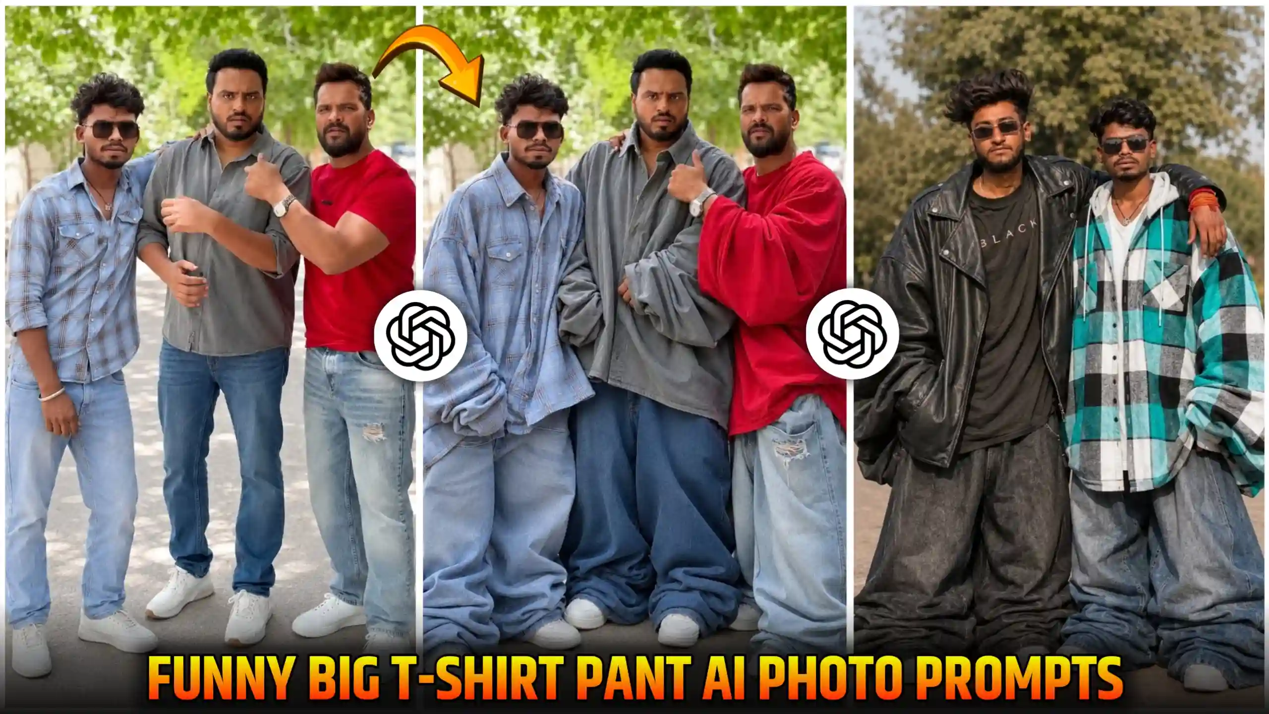 Funny Big T-Shirt Pant Ai Photo Editing Prompts