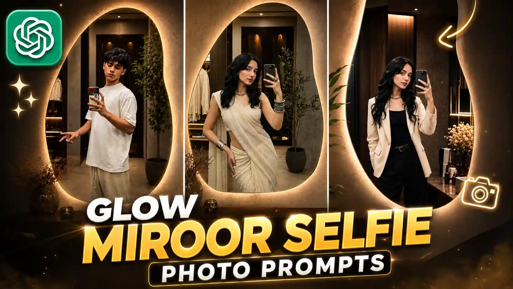 Glow Miroor Selfie Photo Prompts