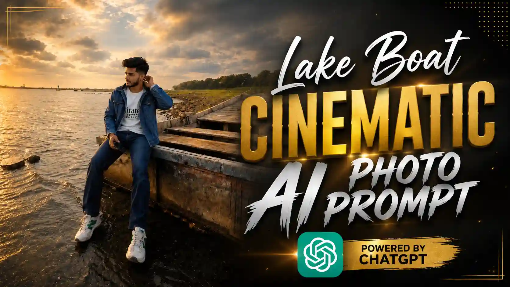 Lake Boat Cinematic AI Photo Editing