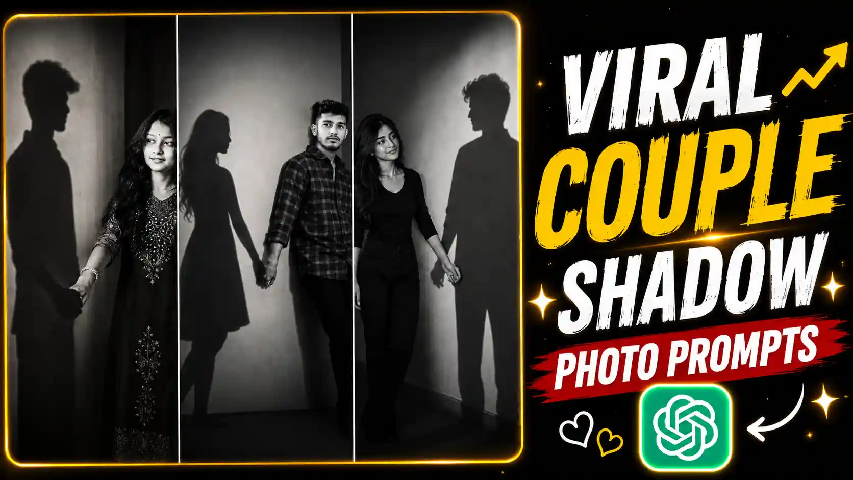 Romantic Shadow Couple AI Photo Prompt