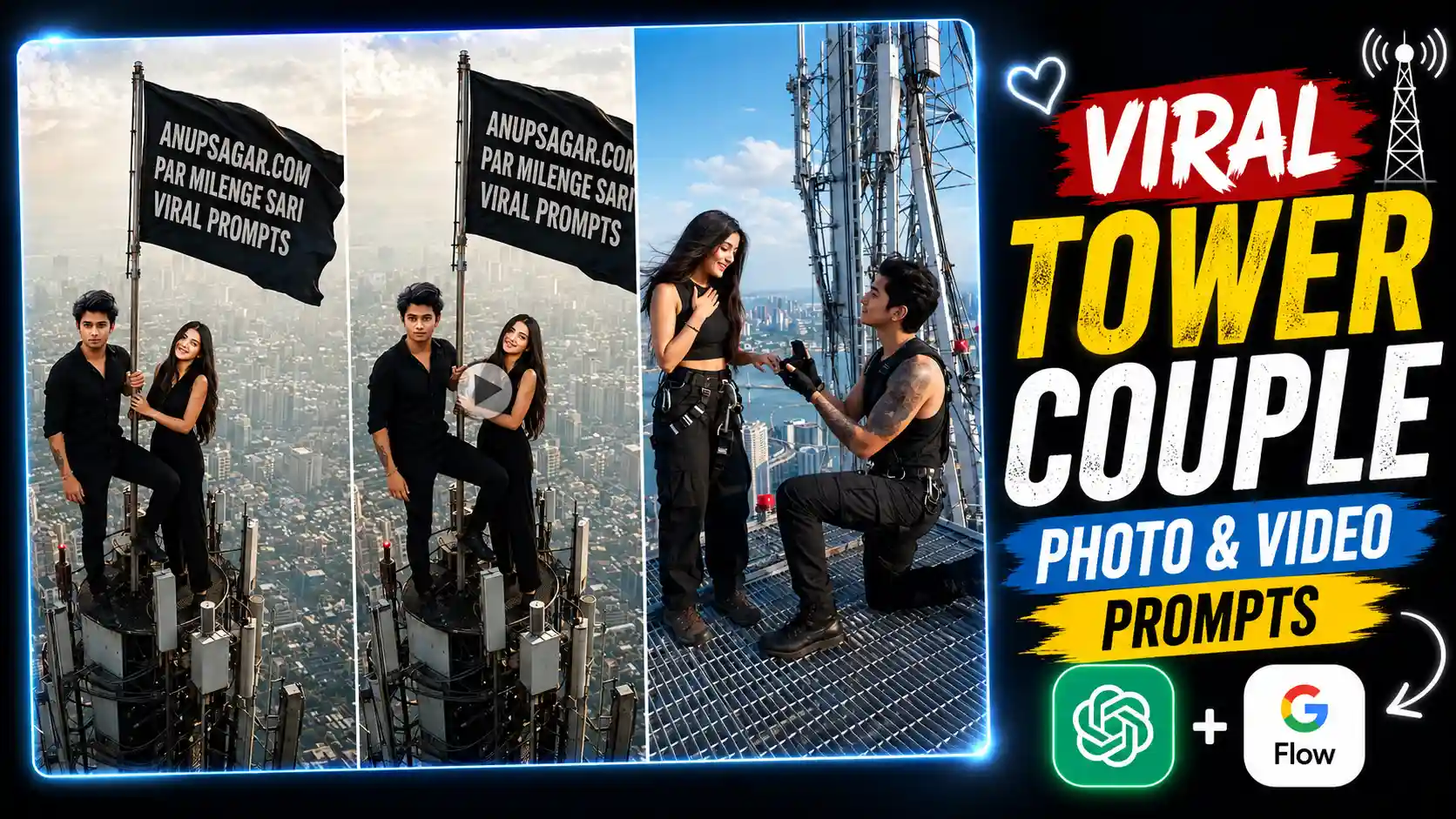 Tower Couple Proposal Video Editing Prompts
