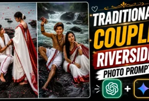 Traditional Indian Couple Riverside AI Image Prompt