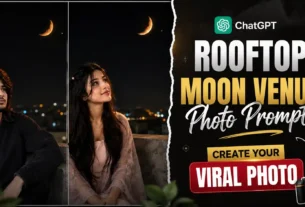 Rooftop Moon AI Photo Editing Prompt