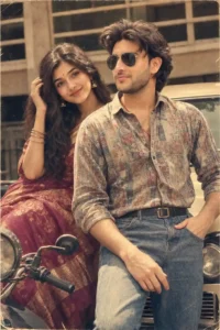 couple 80s retro look ai photo editing