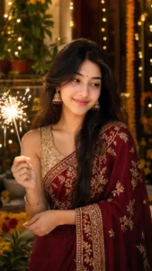 Diwali ai photo prompt for girl