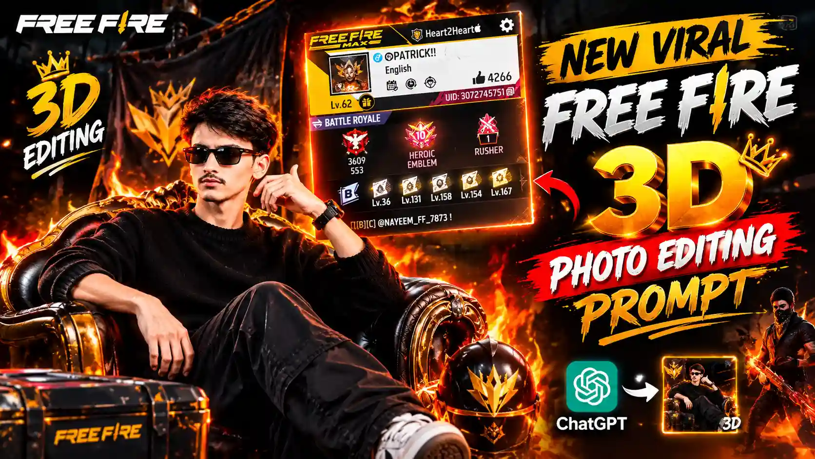 Free Fire 3D Photo Editing Prompt
