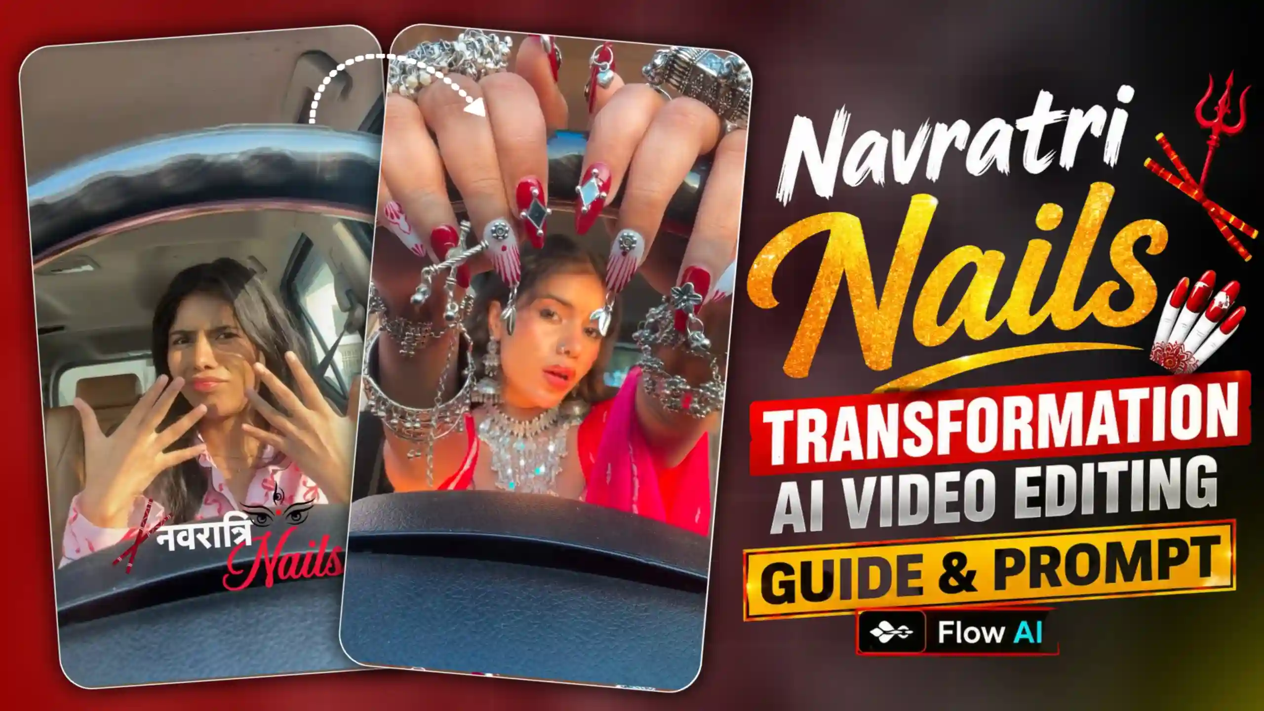 Navratri Dandiya Nails Transformation AI Video Editing